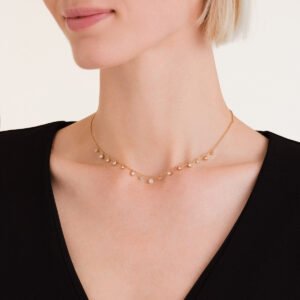 Rosefield Multi-Crystal ketting – goudkleurig – productfoto 2