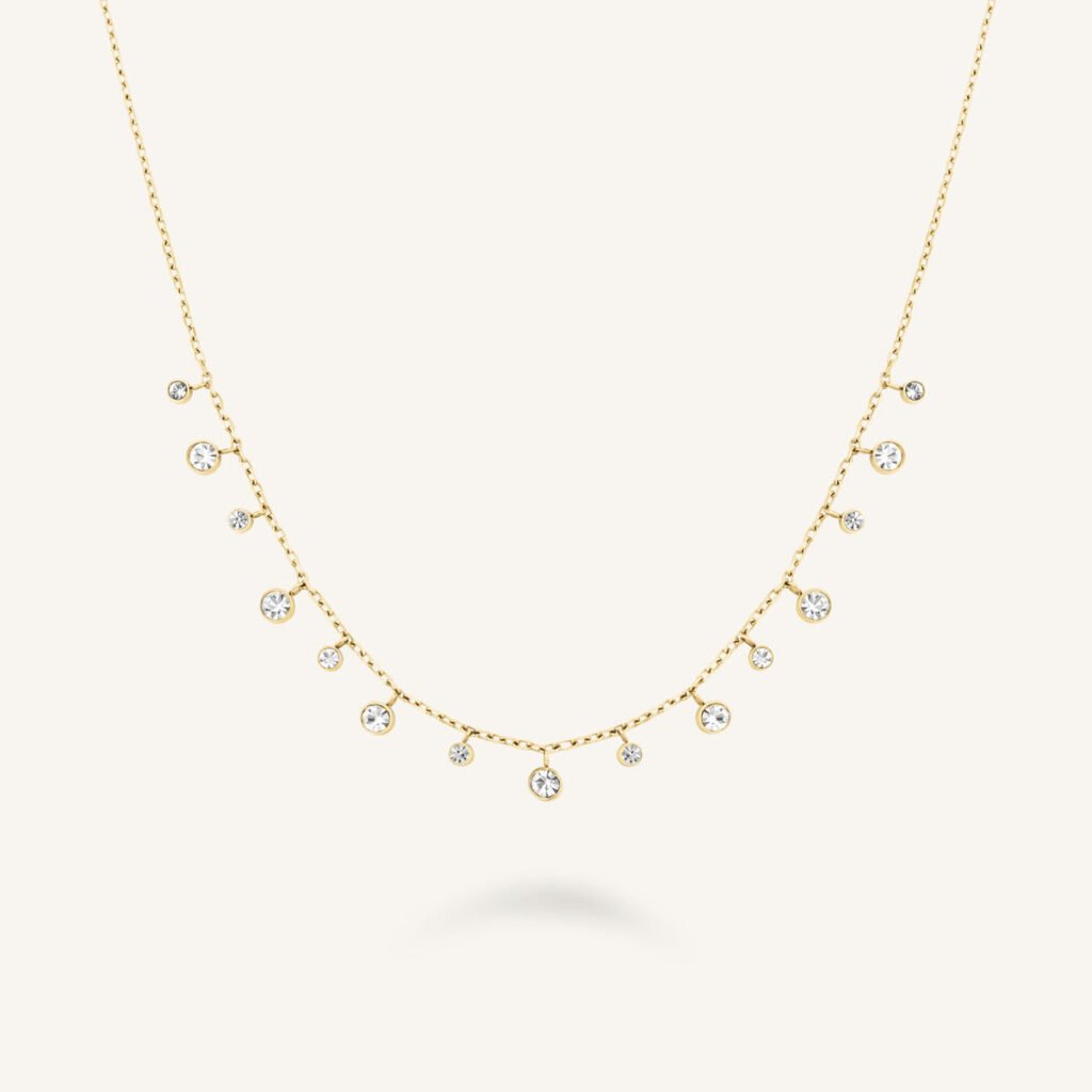 Rosefield Multi-Crystal ketting – goudkleurig – productfoto 1
