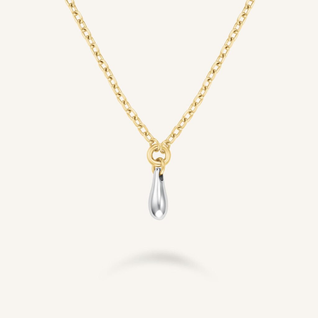 Rosefield Duotone Drop ketting – bicolor / goudkleurig / zilverkleurig – productfoto 1
