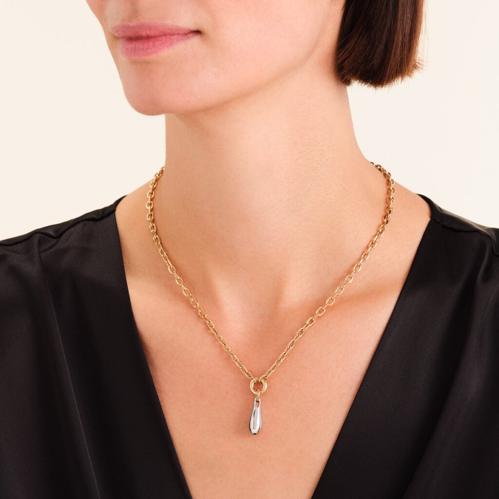 Rosefield Duotone Drop ketting – bicolor / goudkleurig / zilverkleurig – productfoto 2