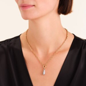 Rosefield Duotone Drop ketting – bicolor / goudkleurig / zilverkleurig – productfoto 2