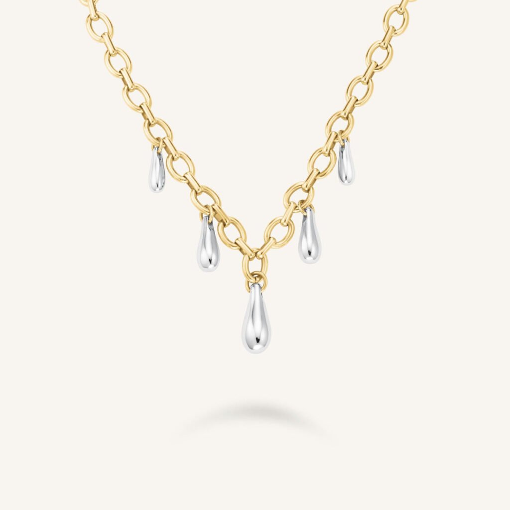Rosefield Multi Drop ketting – bicolor / goudkleurig / zilverkleurig – productfoto 1