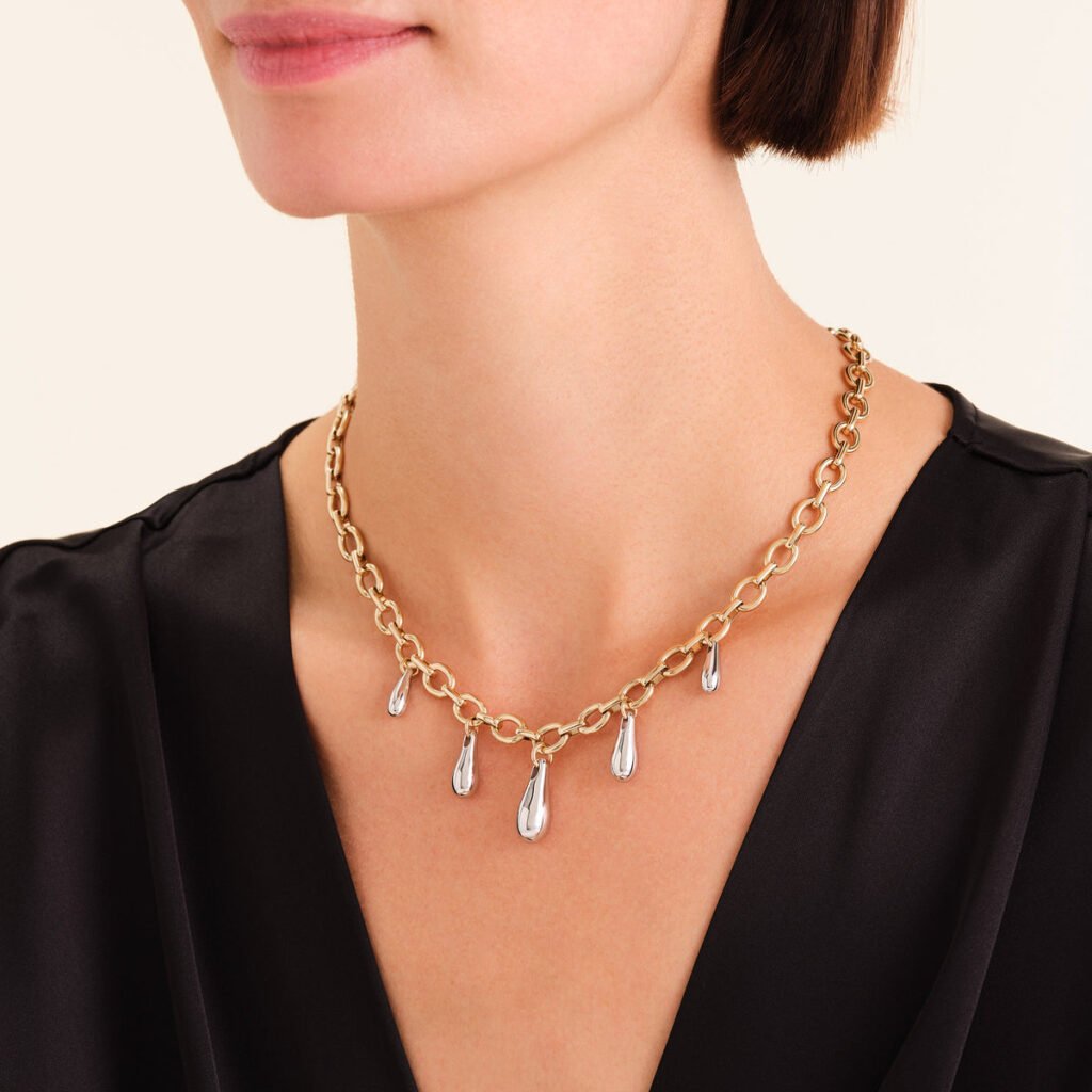 Rosefield Multi Drop ketting – bicolor / goudkleurig / zilverkleurig – productfoto 2