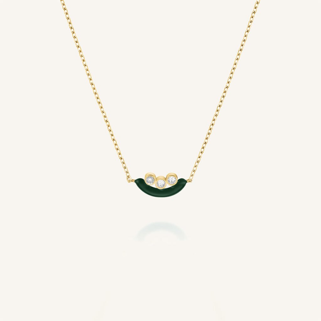 Rosefield Enamel ketting – goudkleurig / groen – productfoto 1