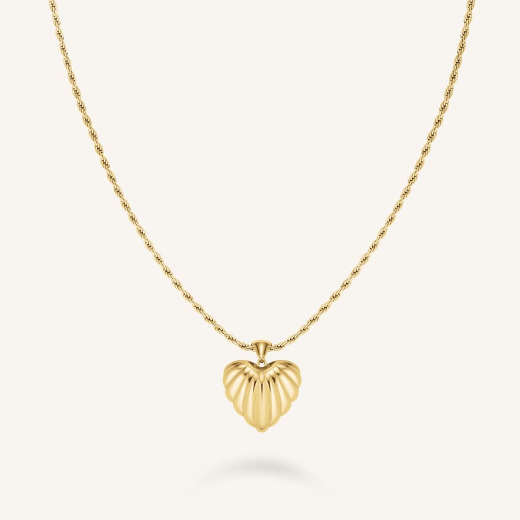 Rosefield Ridged Heart ketting – goudkleurig – productfoto 1