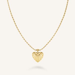 Rosefield Ridged Heart ketting – goudkleurig – productfoto 1