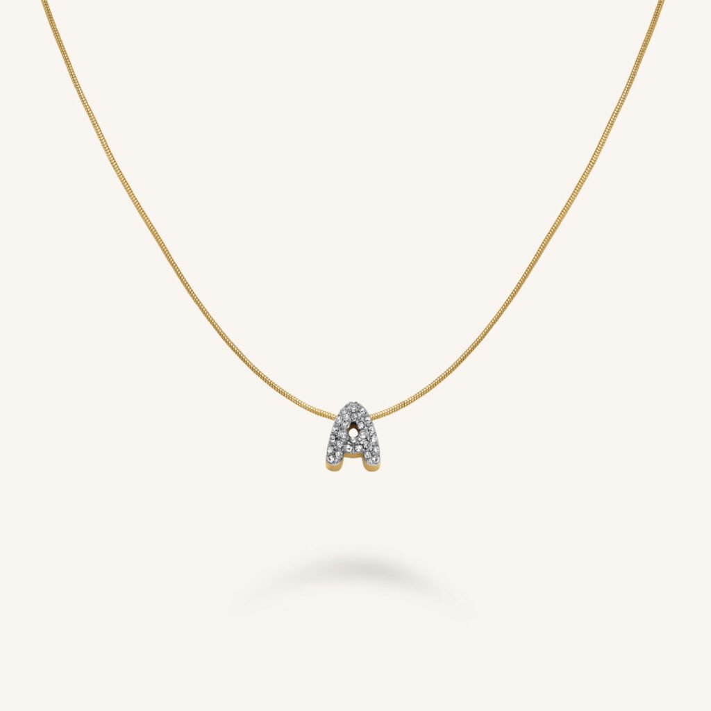 Rosefield Crystal Letter A ketting – goudkleurig – productfoto 1