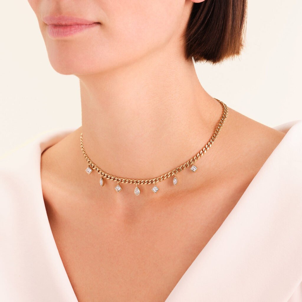 Rosefield Crystals Choker – goudkleurig – productfoto 2