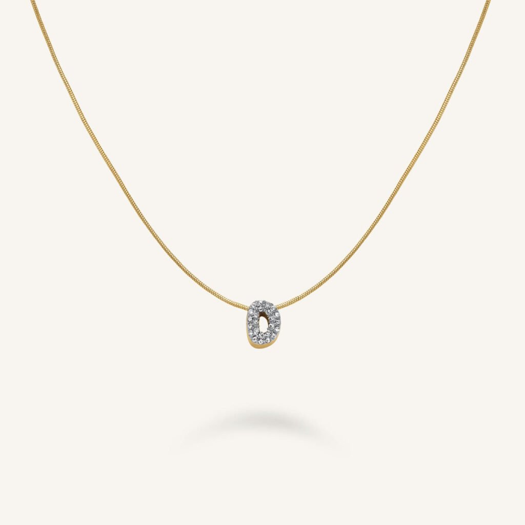 Rosefield Crystal Letter D ketting – goudkleurig – productfoto 1