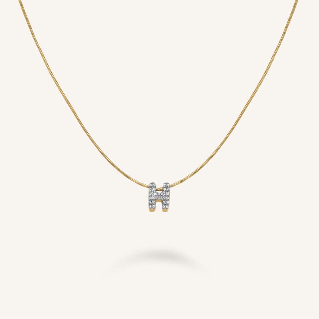 Rosefield Crystal Letter H ketting – goudkleurig – productfoto 1