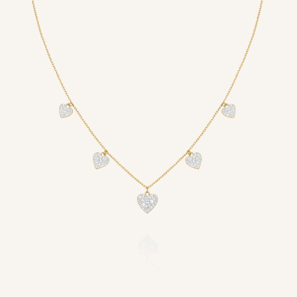 Rosefield Multi Hearts ketting – goudkleurig – productfoto 1