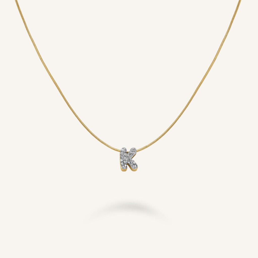 Rosefield Crystal Letter K ketting – goudkleurig – productfoto 1