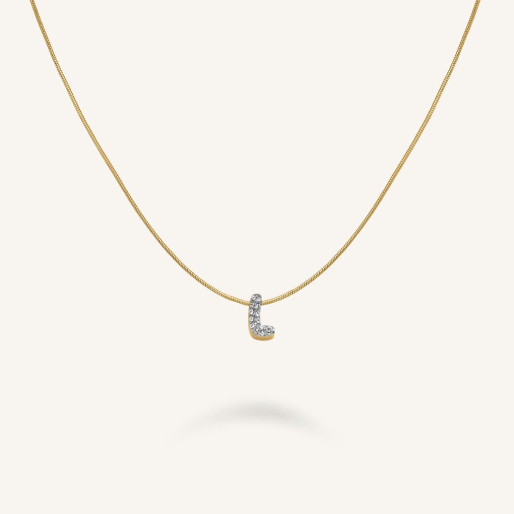 Rosefield Crystal Letter L ketting – goudkleurig – productfoto 1