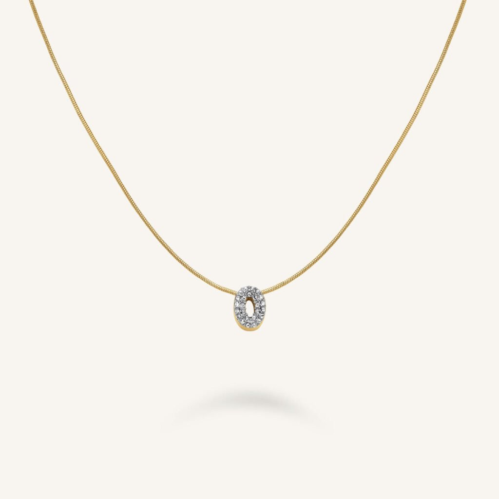 Rosefield Crystal Letter O ketting – goudkleurig – productfoto 1
