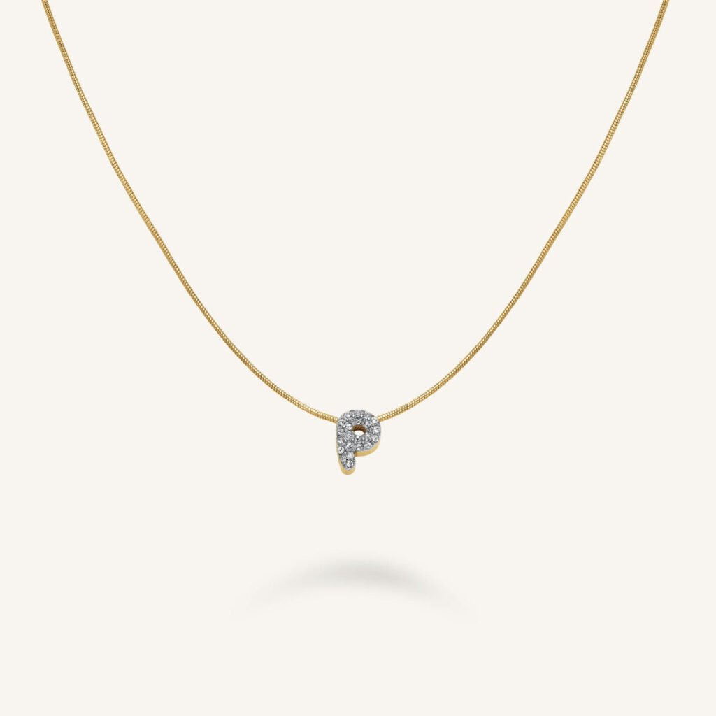 Rosefield Crystal Letter P ketting – goudkleurig – productfoto 1