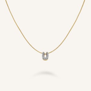Rosefield Crystal Letter U ketting – goudkleurig – productfoto 1