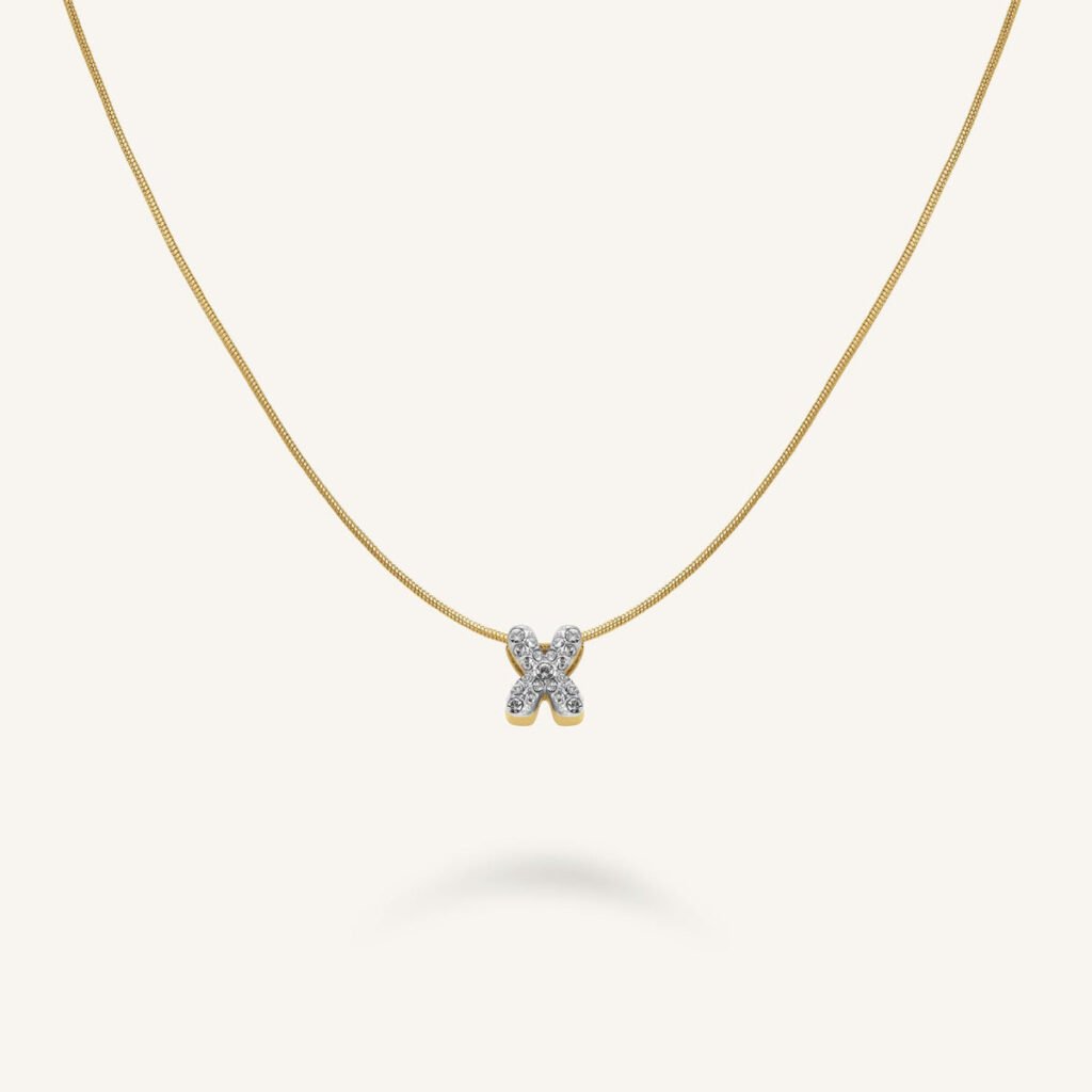Rosefield Crystal Letter X ketting – goudkleurig – productfoto 1