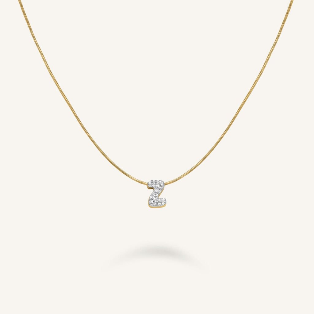Rosefield Crystal Letter Z ketting – goudkleurig – productfoto 1
