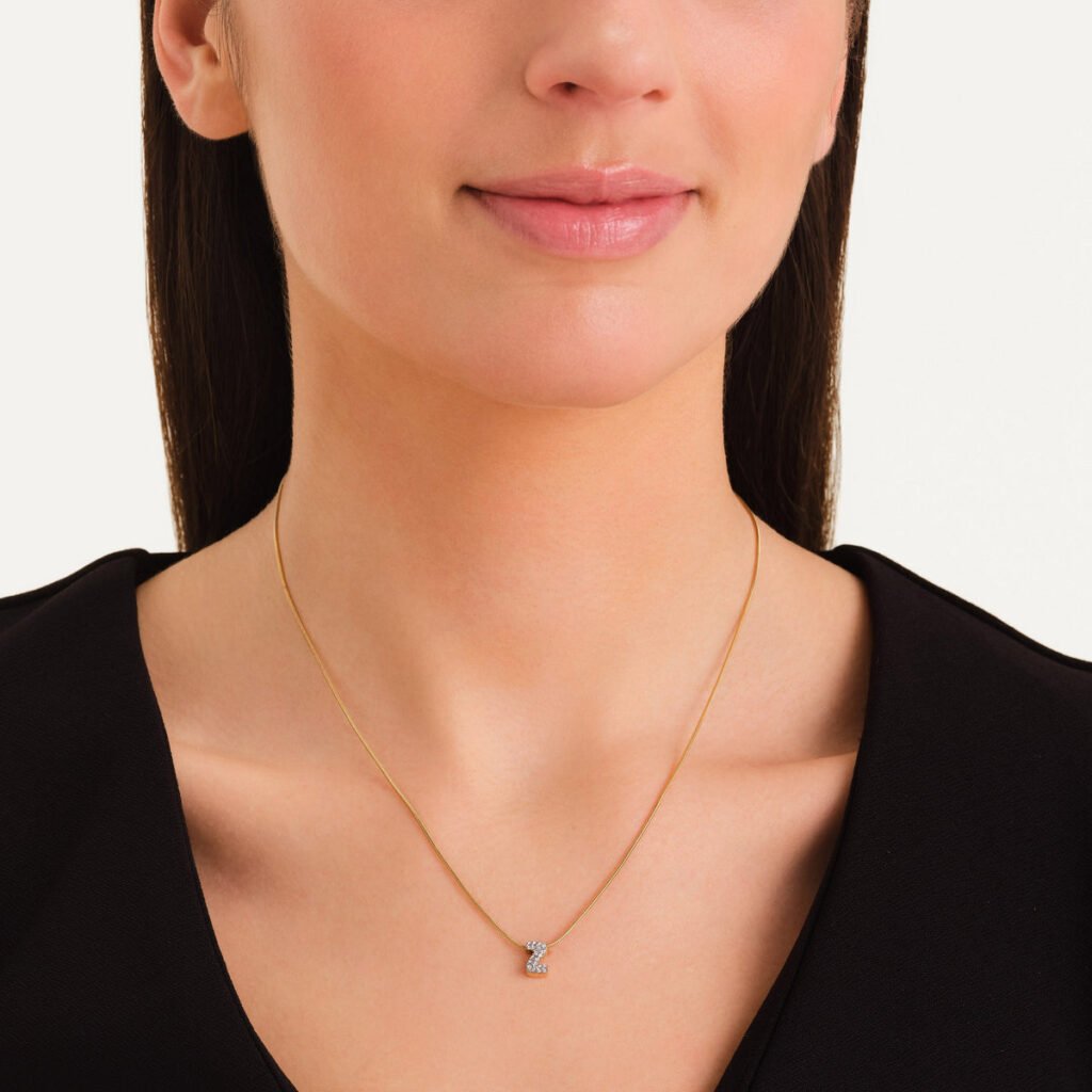 Rosefield Crystal Letter Z ketting – goudkleurig – productfoto 2