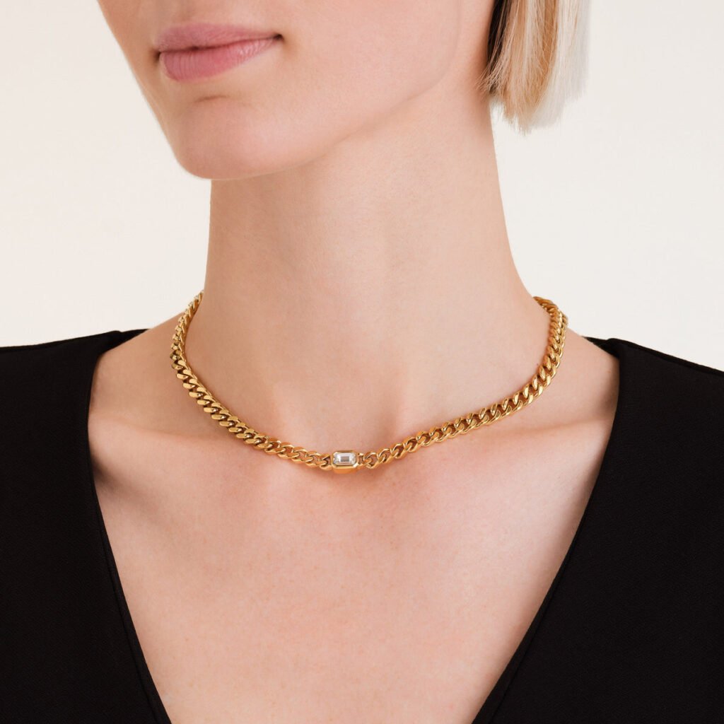 Rosefield Octagon Choker – goudkleurig – productfoto 2