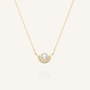 Rosefield Pearl Halo ketting – goudkleurig – productfoto 1