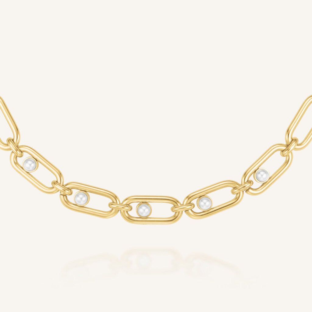 Rosefield Pearl Link ketting – goudkleurig – productfoto 1