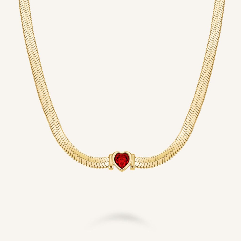 Rosefield Snake Heart Choker – wit / rood – productfoto 2