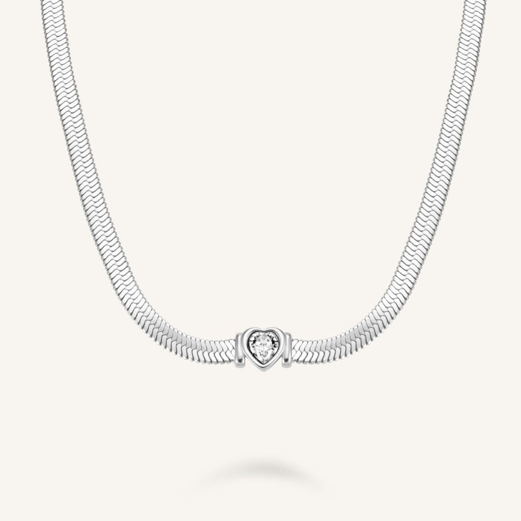 Rosefield Snake Heart Choker Silver – zilverkleurig – productfoto 1