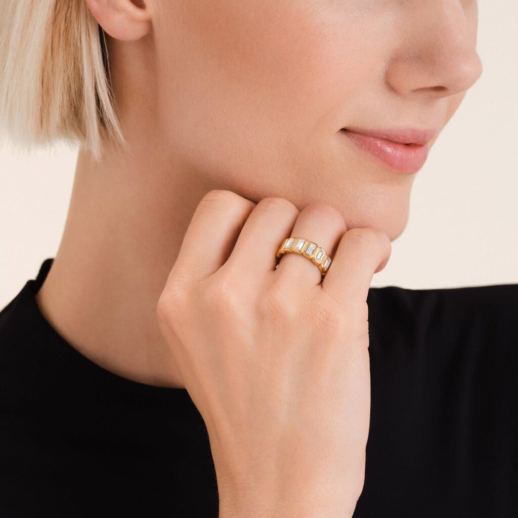 Rosefield Octagon ring – goudkleurig – productfoto 2