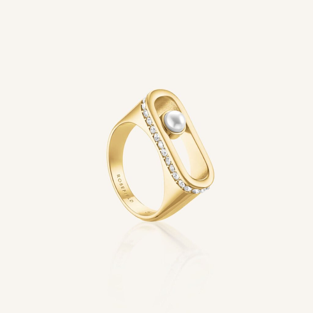 Rosefield Pearl Crystals ring – goudkleurig – productfoto 1