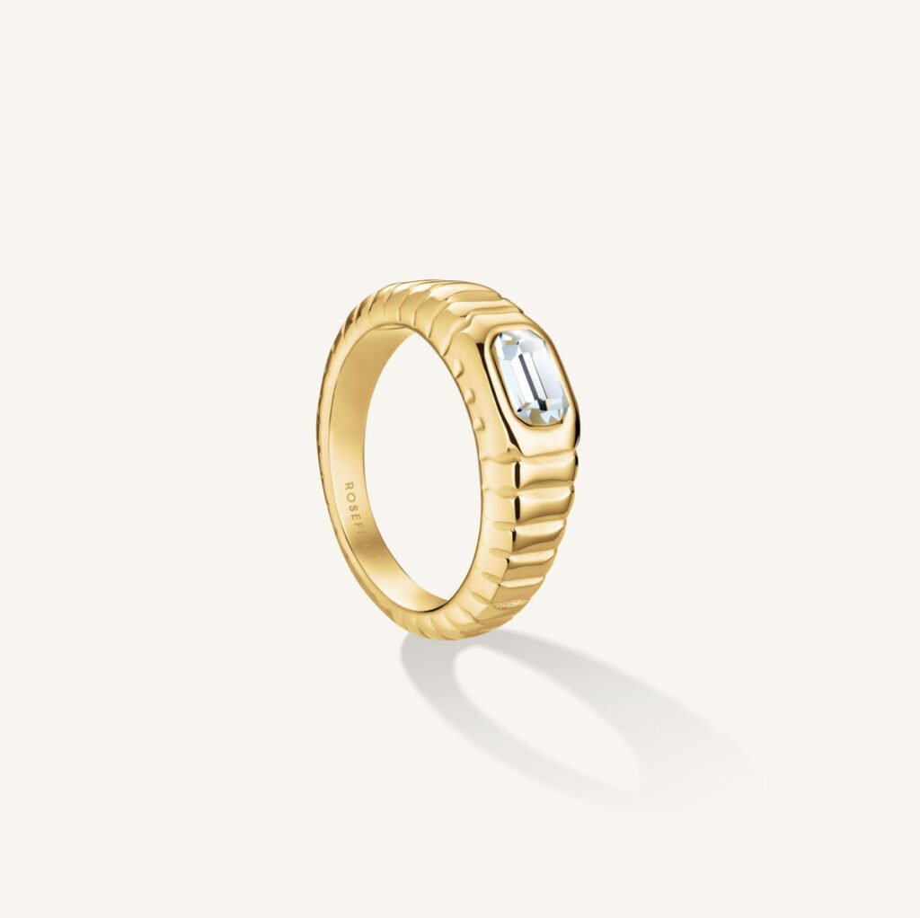 Rosefield Octagon Ridged ring – goudkleurig – productfoto 1