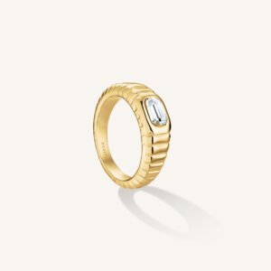 Rosefield Octagon Ridged ring – goudkleurig – productfoto 1