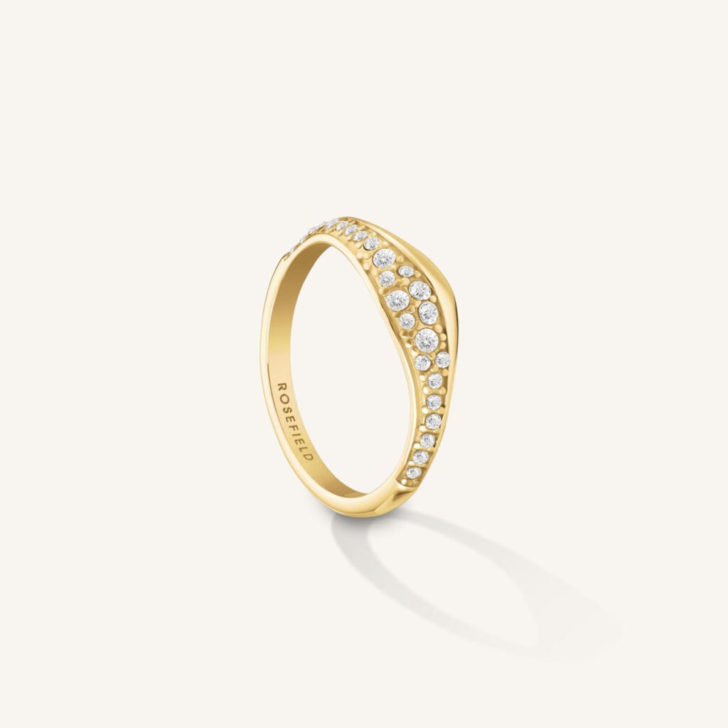 Rosefield Pave Wave ring – goudkleurig – productfoto 1
