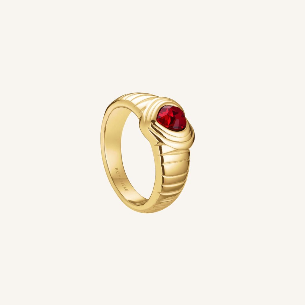 Rosefield Ridged ring – wit / rood – productfoto 2