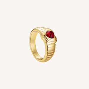 Rosefield Ridged ring – wit / rood – productfoto 2