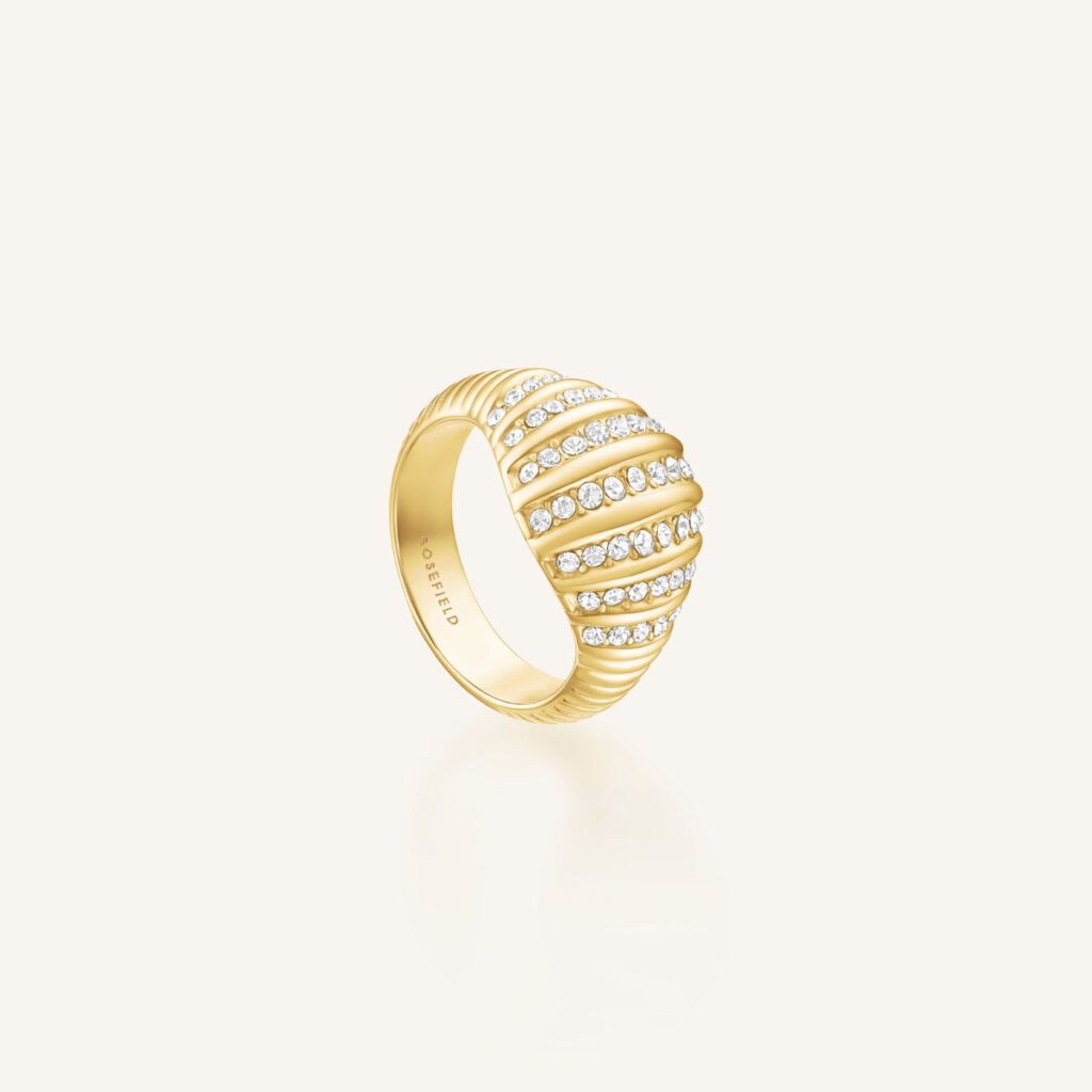 Rosefield Striped Pave ring – goudkleurig – productfoto 1