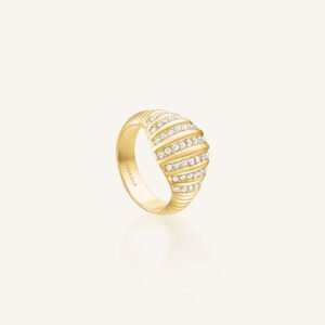 Rosefield Striped Pave ring – goudkleurig – productfoto 1