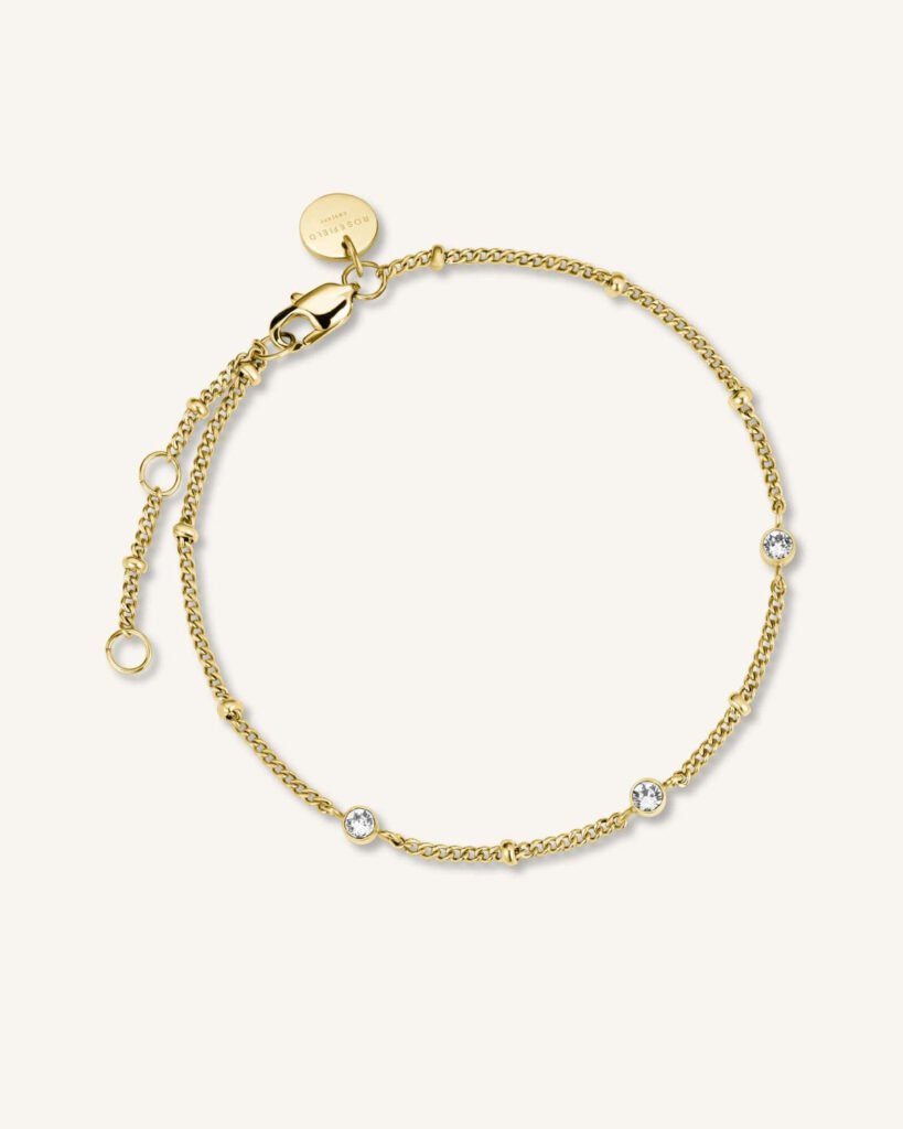 Rosefield Crystal armband – goudkleurig – productfoto 1