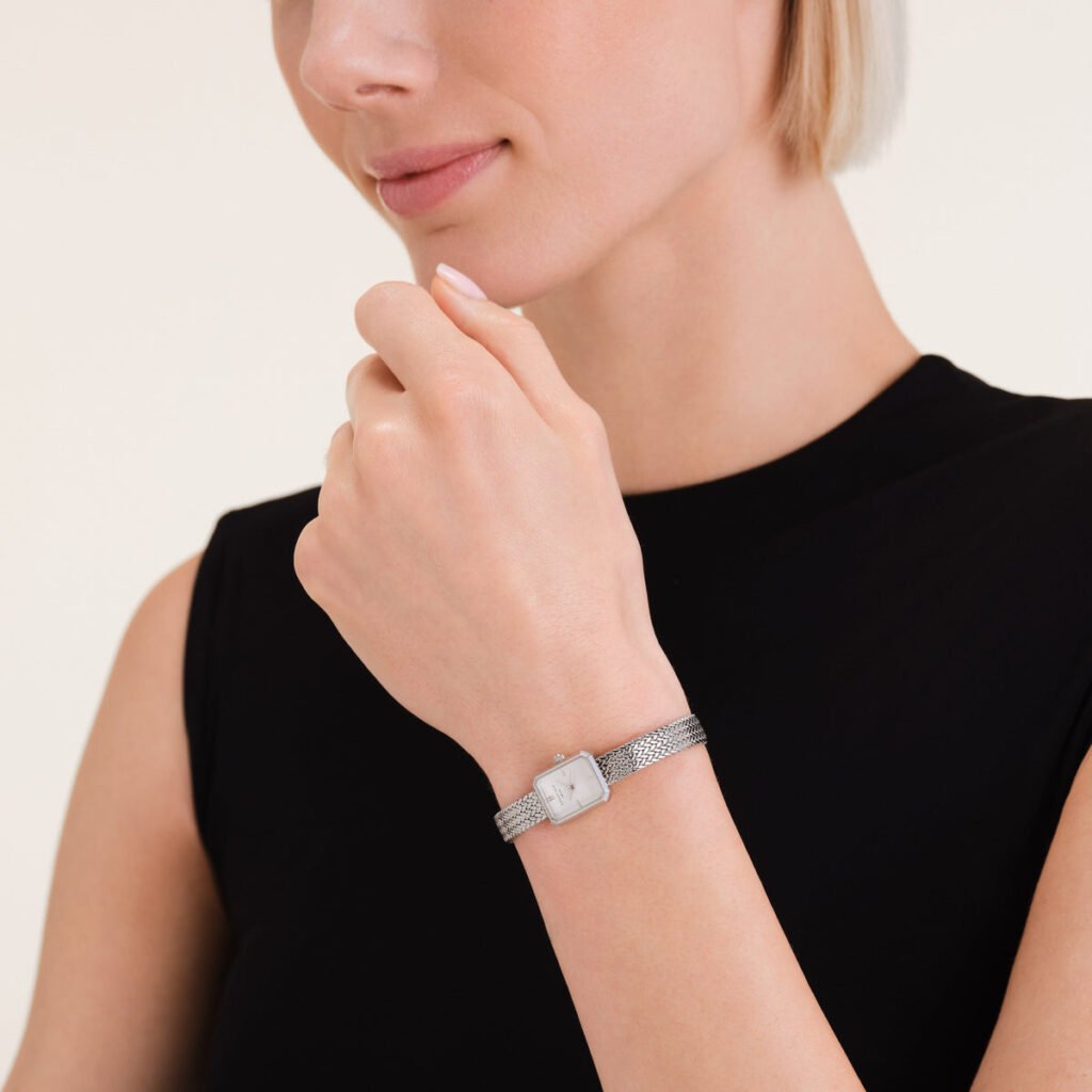 Rosefield Mini Octagon horloge – zilverkleurig – productfoto 2