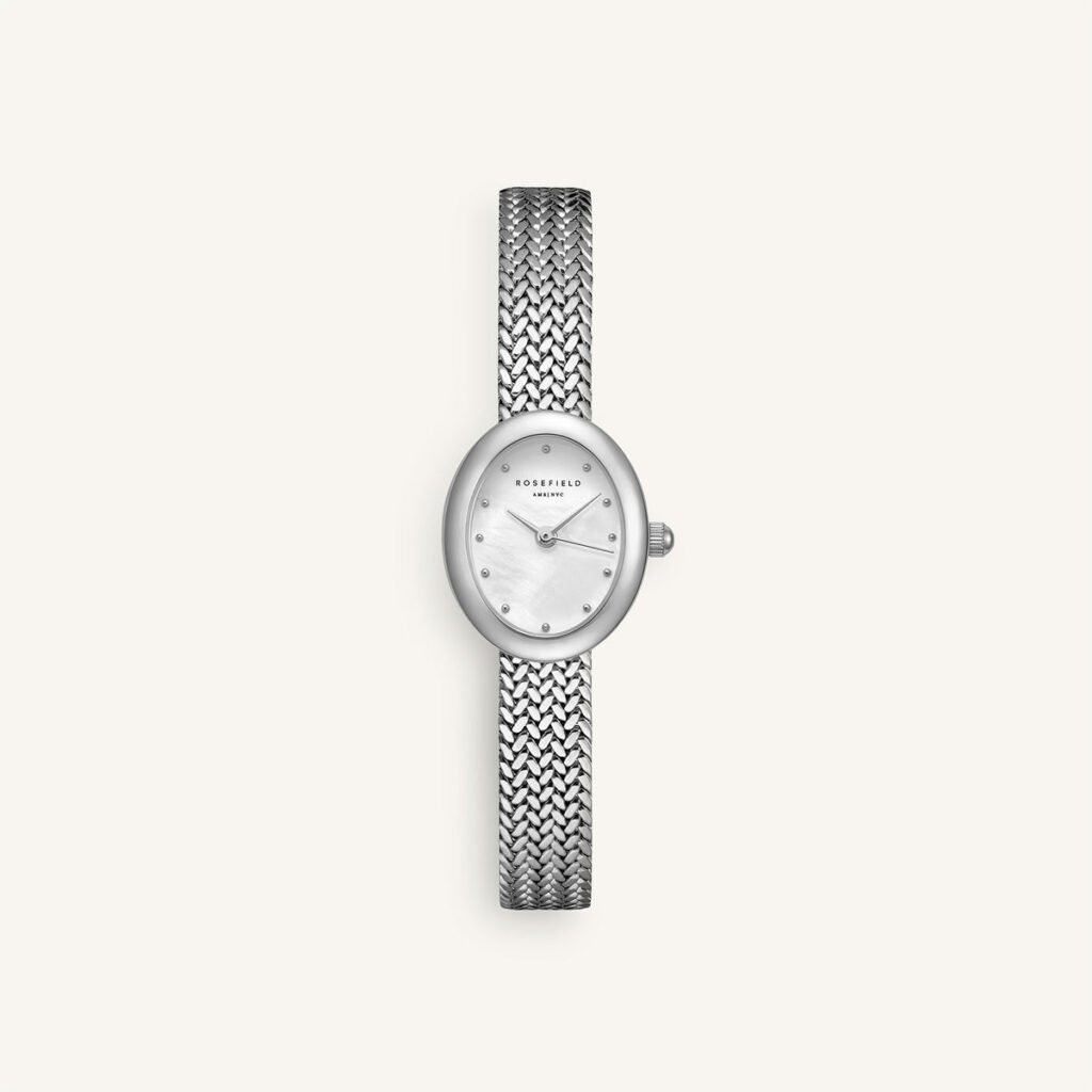 Rosefield Mini Oval horloge – zilverkleurig – productfoto 1