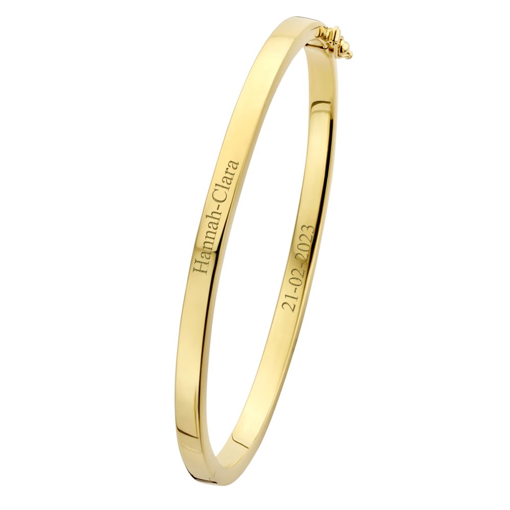 Names4ever GSA01 gouden slavenarmband met zilveren kern, 4 mm