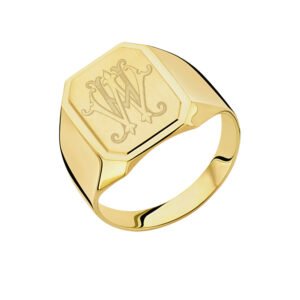 Gouden zegelring met monogram van twee initialen GZR8049 – foto 3