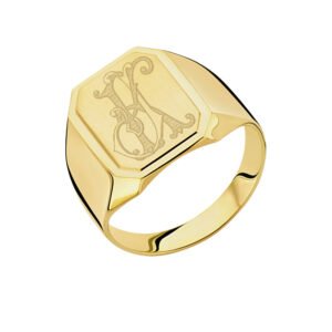 Gouden zegelring met monogram van twee initialen GZR8049 – foto 1