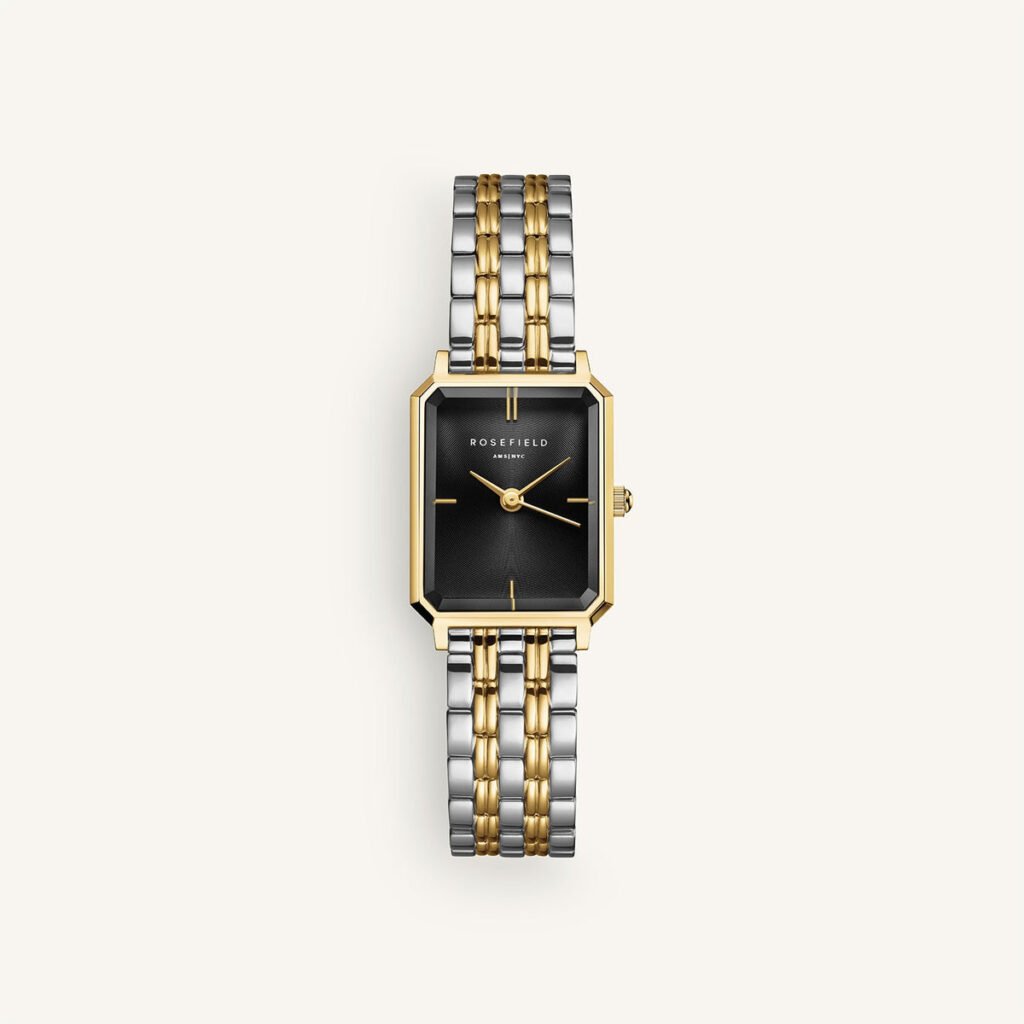 Rosefield Octagon XS Black Duotone horloge – bicolor / goudkleurig / zwart – productfoto 1