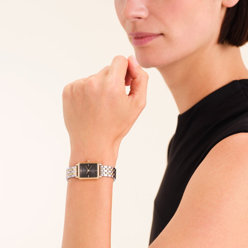 Rosefield Octagon XS Black Duotone horloge – bicolor / goudkleurig / zwart – productfoto 2