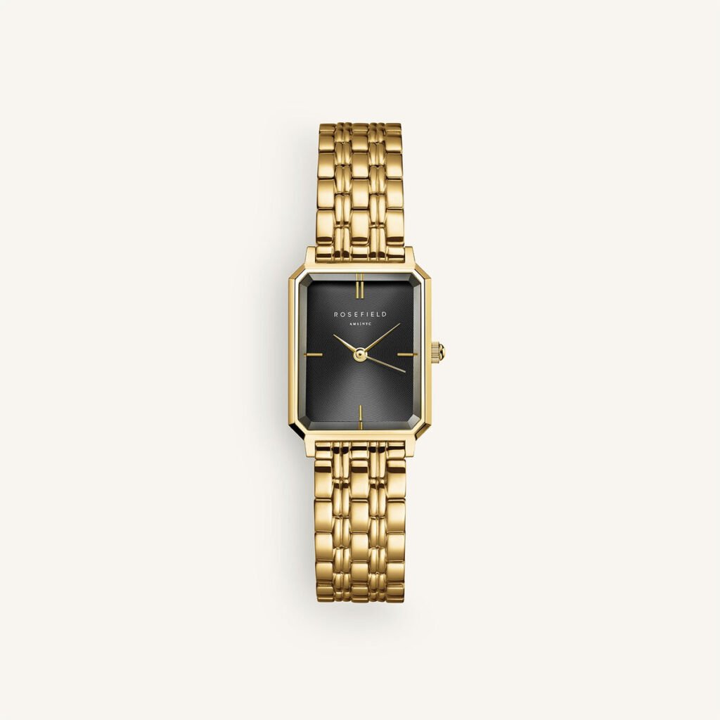 Rosefield Octagon XS Black horloge – goudkleurig / zwart – productfoto 1