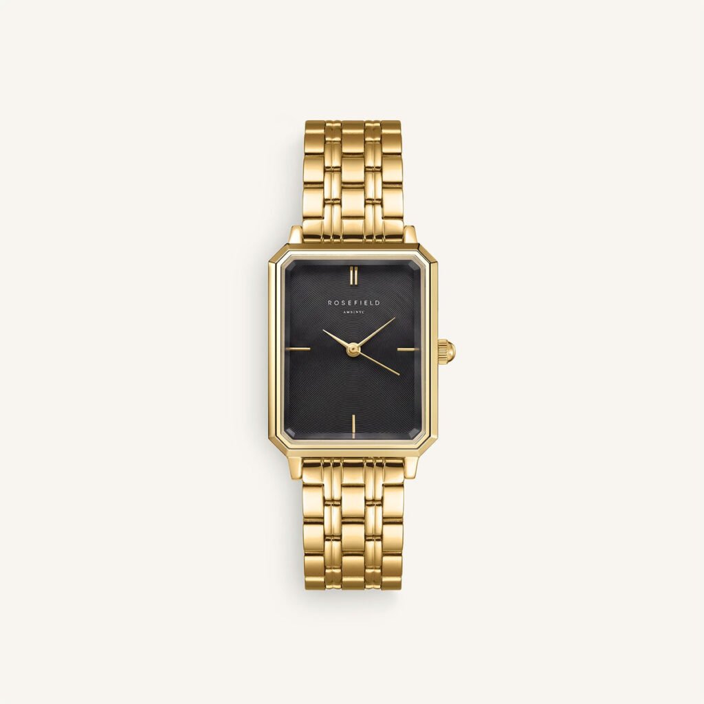 Rosefield Octagon Black horloge – goudkleurig / zwart – productfoto 1