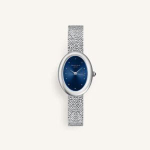 Rosefield Ovale Indigo horloge – zilverkleurig – productfoto 1