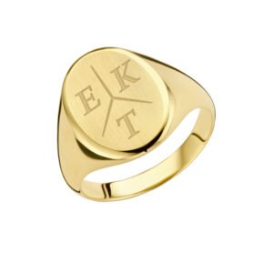 Gouden ovale zegelring met vier initialen GZR6038 – foto 3