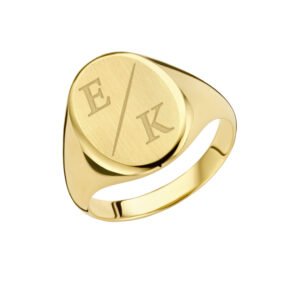 Gouden ovale zegelring met vier initialen GZR6038 – foto 1